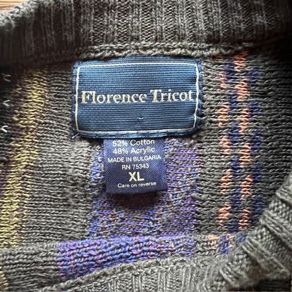 VTG 90s Florence Tricot Coogi-Style 3D Knit Sweater Mens XL Textured Colorful - Picture 3 of 7